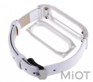 Ремінець для браслета Xiaomi Mi Band 2 Leather White (Ліцензія)
